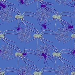 Cartoon monsters seamless Halloween spider pattern for wallpaper and fabrics and textiles and packaging and linens