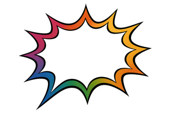 Multicolored speech bubble bursting, radiating dynamic energy against transparent backdrop, ideal for graphic design enhancement