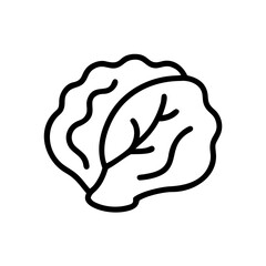 Simple graphic showing a head of lettuce with visible leaf veins and a wavy outline design element