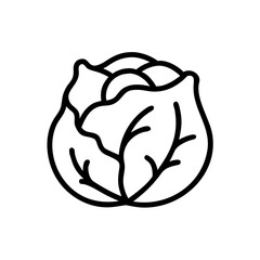 Simple graphic of a leafy green vegetable with a bold outline on a white background image here