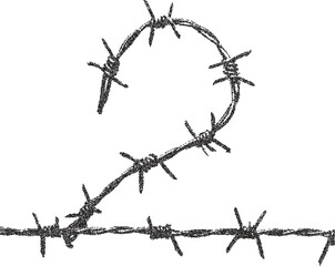 Number 2 retro y2k stipple design spike halftone brutalist urban vector png with clear background, digit 2000s photocopy grunge tattoo gen z effect