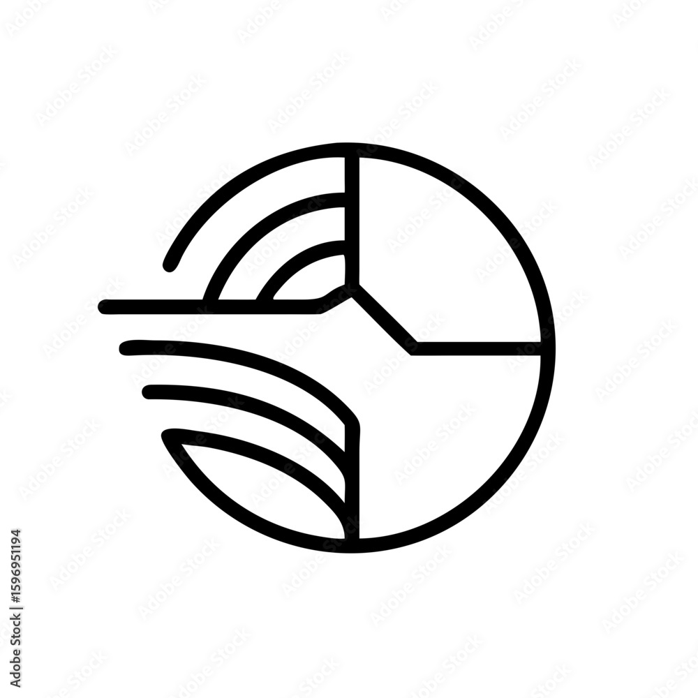 Poster Abstract representation of a circular emblem with curved lines and geometric shapes design element