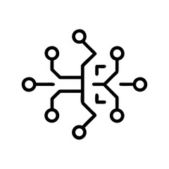 Schematic diagram showing connections and nodes in a complex network arrangement for technology use