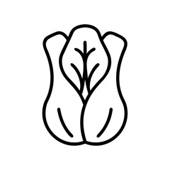 Simple graphic of a lettuce head with detailed leaf veins and a clean, minimalist outline style design