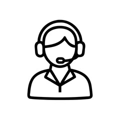 Person with headset and microphone representing customer service or support agent in simple line art form
