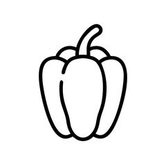 Simple graphic representation of a bell pepper with a thick outline on a white background design element