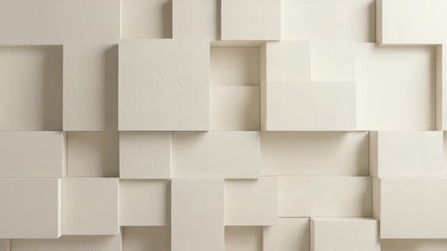 Abstract geometric background of white cubes in various sizes and arrangements