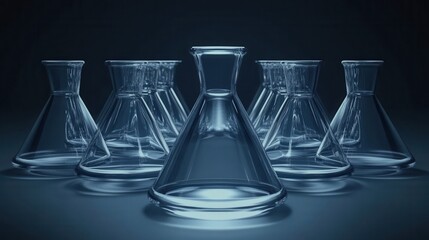 Clear Glass Laboratory Beakers Arranged in Aesthetic Formation