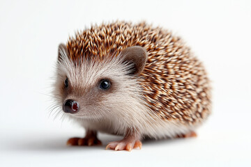 Fototapeta premium Cute hedgehog with spiky spines in nature, small adorable creature with eyes and paws