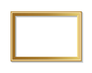 Vintage Golden Picture and Photo Frame Vector Illustration on White Background