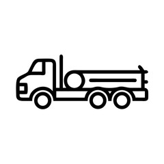 Fototapeta premium Illustrative logging truck with lumber on white background. Detailed logging truck icon illustrates timber transportation, logs, and equipment, suitable for transportation and cargo themes.