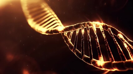 Bright golden DNA helix glowing under soft light - Powered by Adobe