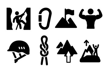 Obraz premium Outdoor adventure icons: climbing and hiking symbols for sport enthusiasts