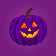  Playful Purple Jack-o'-Lantern with Glowing Face - Fun & Vibrant Halloween Icon for Kids' Events & Decorations