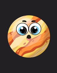 Cute Venus emoji , happy Venus vactor image, Venus vactor illustration.