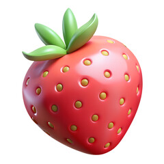 Fototapeta premium Stylized strawberry with seeds and green leaves perfect for summer or dessert themes