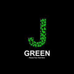 A vibrant green leaf-patterned "J" letter logo symbolizing nature, ecology, and growth 