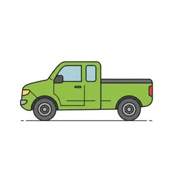 Green Pickup Truck Side View Illustration
