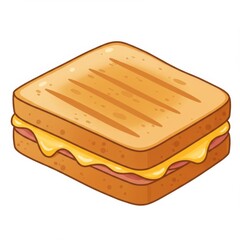 Grilled Cheese Sandwich with Melted Cheese and Ham
