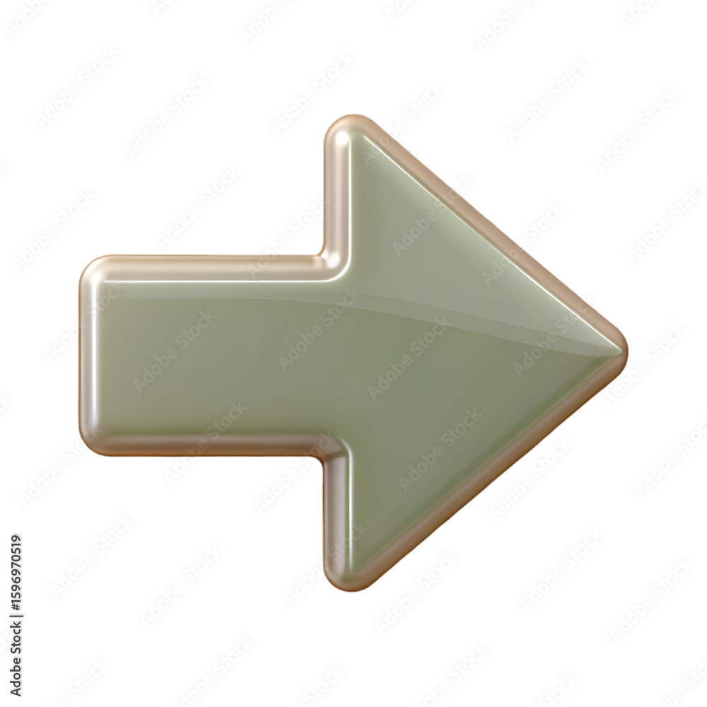 Poster right pointing arrow icon front view 3d rendering illustration with transparent background clean