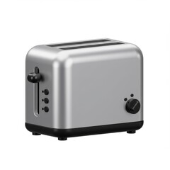 Fototapeta premium Silver Two-Slice Toaster on White Background