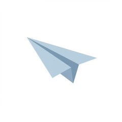 Light Blue Paper Airplane on White Background
