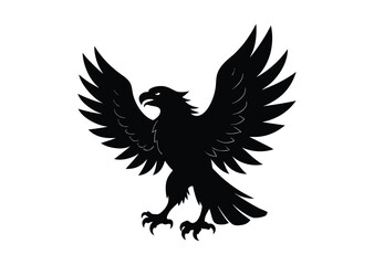 Fototapeta premium Eagle silhouette black vector white background