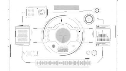 Animated interface with HUD and infographic elements for data processing - Powered by Adobe