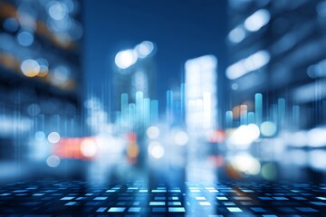 Cityscape with rising graph over digital surface Financial charts and business data visualization concept for market trends and analytics