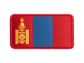 Embroidered Mongolia flag patch showcases national pride and identity, transparent background
