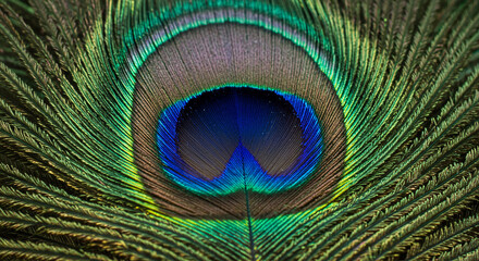 Obraz premium Vibrant and Detailed Macro of a Peacock Feather Eye