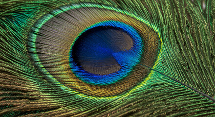 Obraz premium Vibrant and Detailed Macro of a Peacock Feather Eye