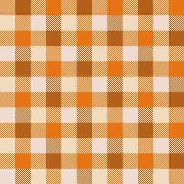 Warm fall orange and brown vector buffalo plaid seamless vector pattern, Thanksgiving, Harvest check background design