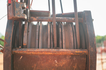 Wire rope sling and sheave wheel main hook, hoisting system of construction crane machine....