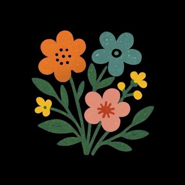 Colorful floral vintage illustration animation isolated asset, transparent 4K video, alpha channel, ProRes 4444