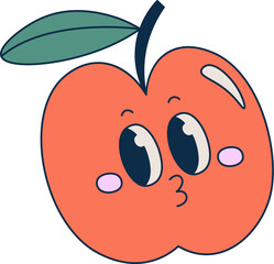 Retro Groovy Apple Character