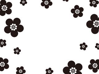 和柄 梅 フレーム シルエット背景素材