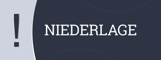 Niederlage (defeat) - A blue banner illustration with white text.