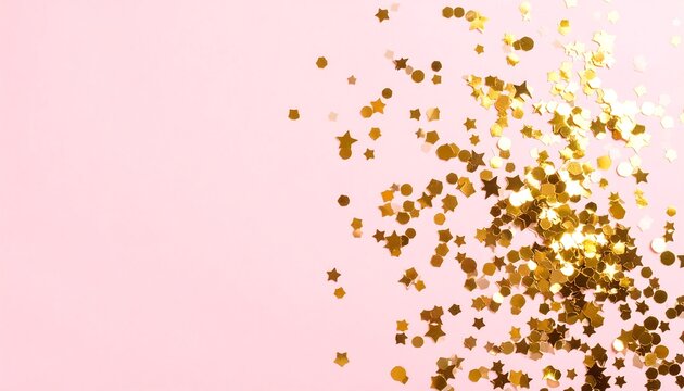 Gold confetti on a pink background - Powered by Adobe