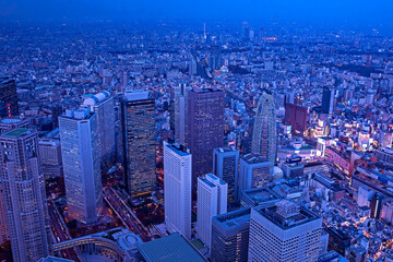 高層ビル・新宿副都心摩天楼・Aerial view