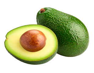 Avocado fruit  isolated on a transparent background.