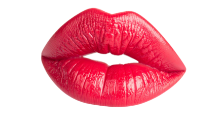 Red lips isolated isolated on a transparent background.
