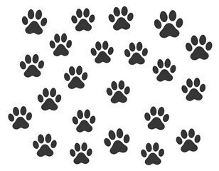 Paw print icons  isolated on a transparent background.