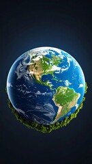 Fototapeta premium Earth, globe, green, continents, oceans, space, dark background