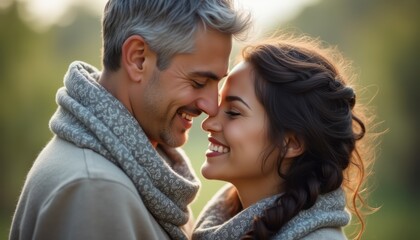 Fototapeta premium Joyful couple sharing a tender moment