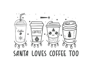 Santa loves coffee too funny Christmas shirt for caffeine lovers and holiday mornings