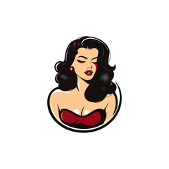 Pin up woman illustration flat vector design