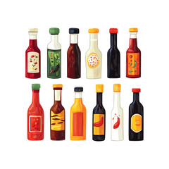 Various bottles of sauce illustration flat vector design