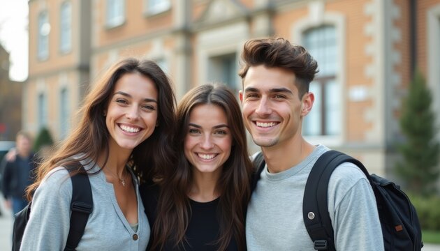 Cheerful group of friends smiling together