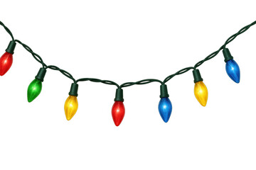 Glowing festive string lights sparkling against transparent backdrop, illuminating seasonal design elements